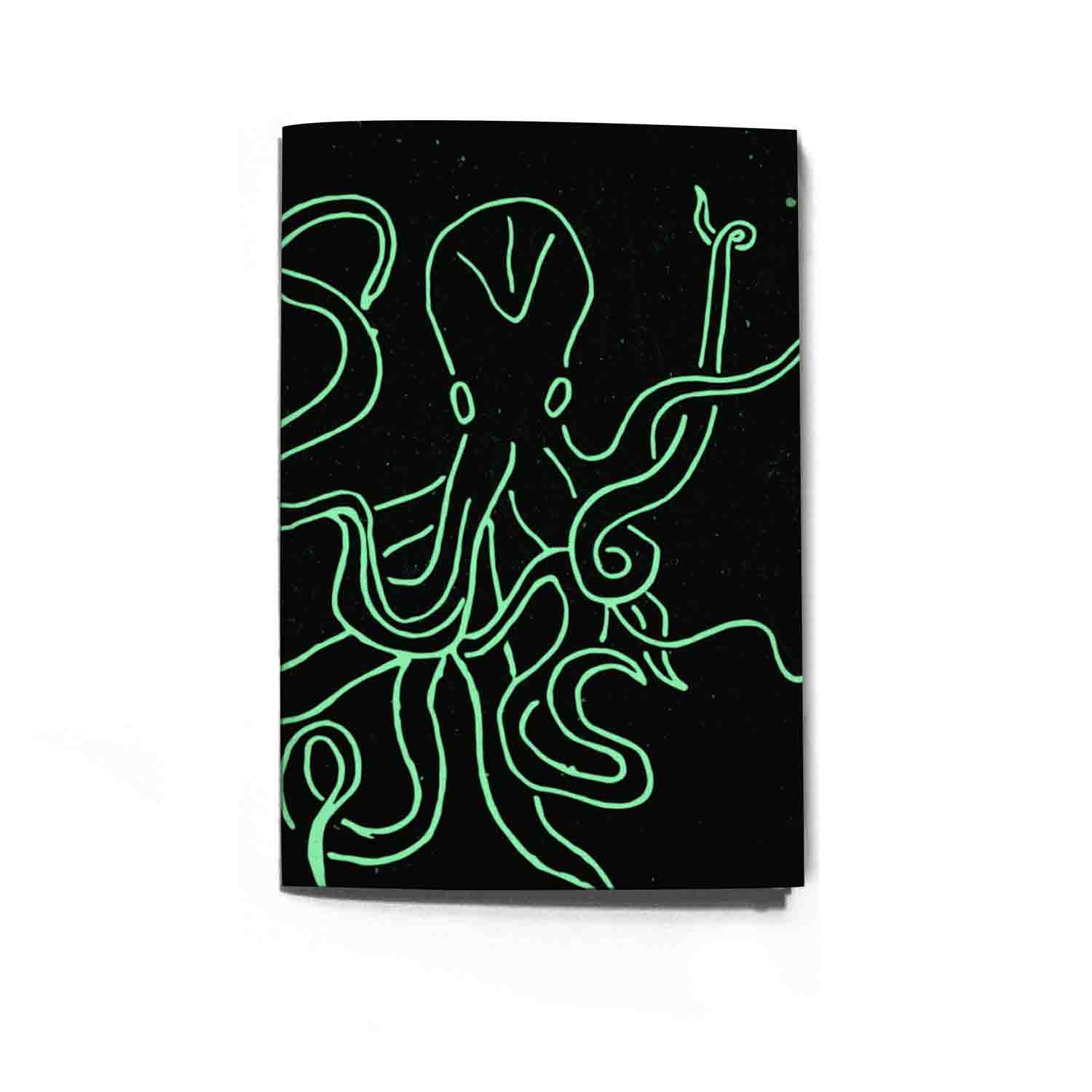 Notebook & sketchbook for writing and drawing, Green Octopus design